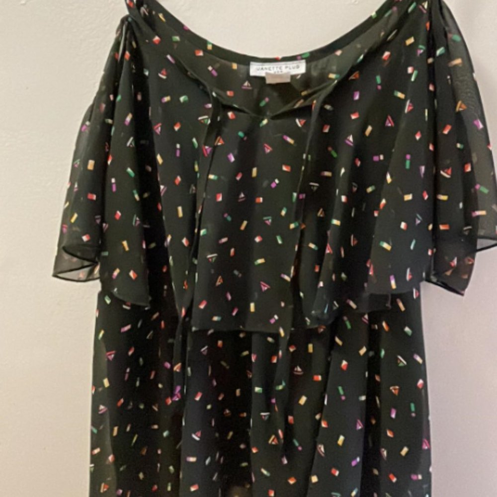 Playful Plus-Size Cold Shoulder Top by JANETTE PLUS